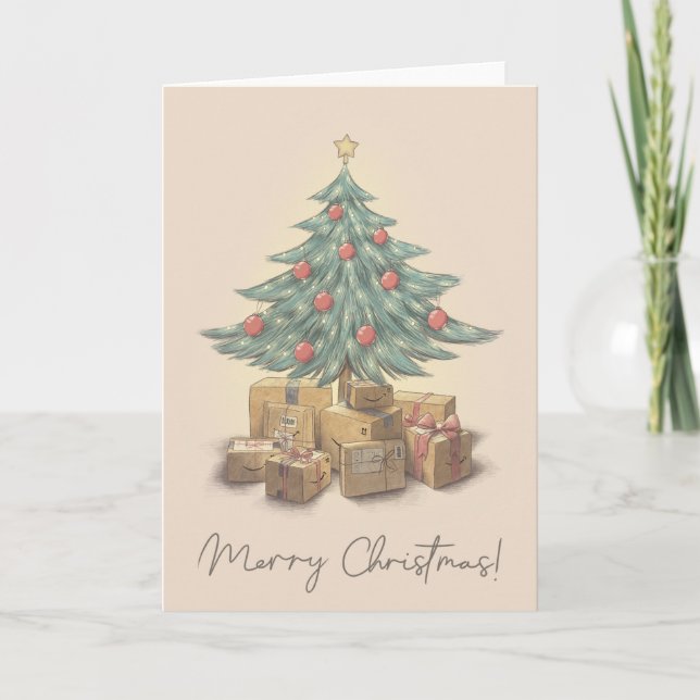 Tarjeta Merry Christmas Tree Blank Card (Anverso)