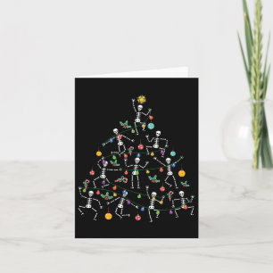 Tarjeta Merry Christmas Tree Dancing Skeleton Funny Hallow