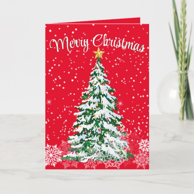 Tarjeta Merry Christmas Tree Folded Greeting Card (Anverso)