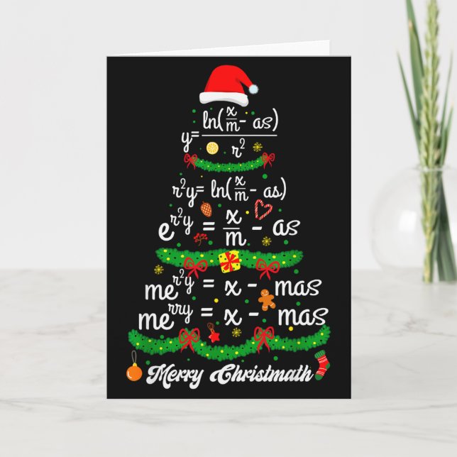 Tarjeta Merry Christmas Tree Math Teacher Xmas Tee Merry C (Anverso)