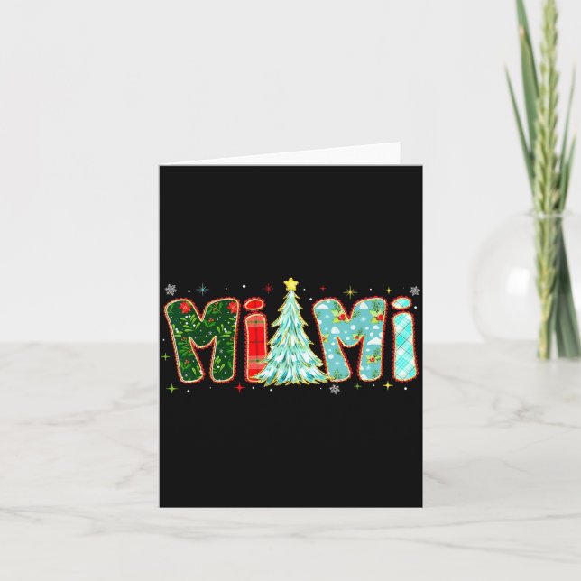 Tarjeta Merry Christmas Tree Plaid Mimi Aesthetic Mom Mama (Anverso)