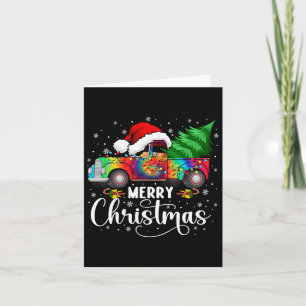 Tarjeta Merry Christmas Truck Tree Santa Hat ilumina Match