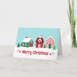 Tarjeta Merry Christmas Village Greeting Card