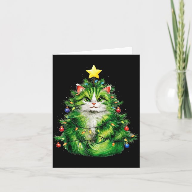 Tarjeta Merry Christmas With This Funny Christmas Tree Cat (Anverso)