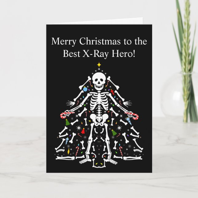 Tarjeta Merry Christmas X-ray Tech Christmas Tree Skeleton (Anverso)