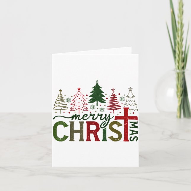 Tarjeta Merry Christmas Xmas Christian Jesus Family Pajama (Anverso)