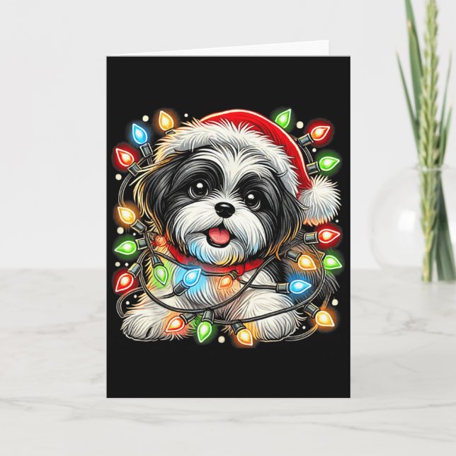 Tarjeta Merry Christmas Xmas Shih Tzu Santa Dog Men Women  (Anverso)