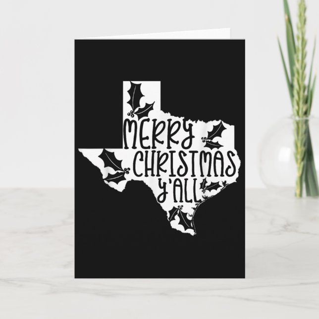 Tarjeta Merry Christmas Yall Texas Mistletoe White Graphic (Anverso)