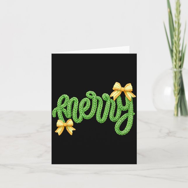 Tarjeta Merry Christmas Yarn Crochet Funny Xmas Pajamas Ho (Anverso)