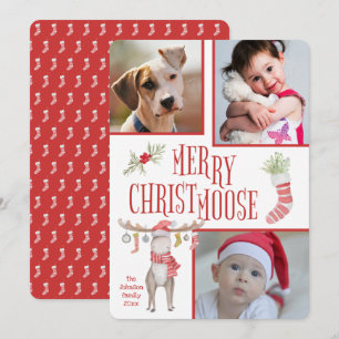 Tarjeta Merry "Christmoose" Tres Navidades de fotografía