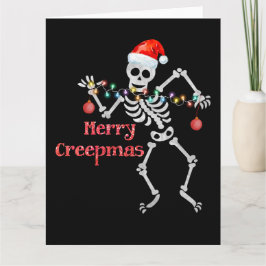 Tarjeta Merry Creepmas Skeleton Santa Skull Diversión en á