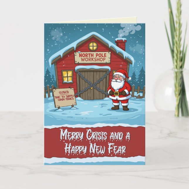 Tarjeta Merry Crisis Funny Christmas (Anverso)