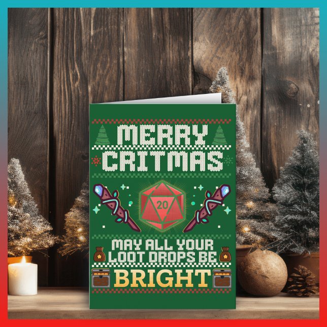 Tarjeta Merry Critmas | Mage Ugly Sweater Design Blank (Subido por el creador)