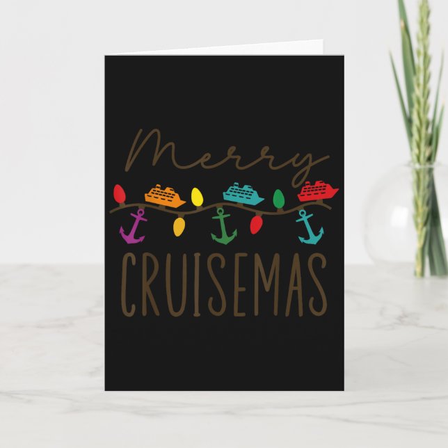Tarjeta Merry Cruisemas Cruise Christmas Lights Matching F (Anverso)