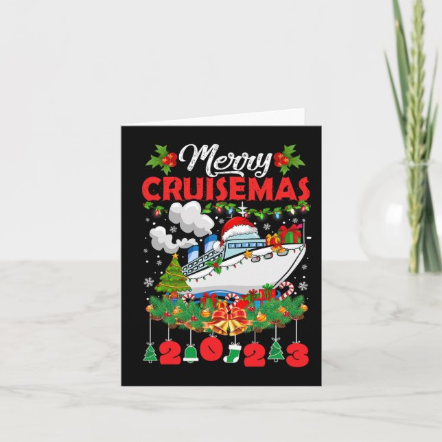Tarjeta Merry Cruisemas Familia Cruise Navidades 2023 Fun  (Anverso)
