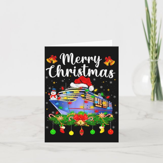 Tarjeta Merry Cruisemas Xmas Lighting Santa Cruise Ship Ch (Anverso)