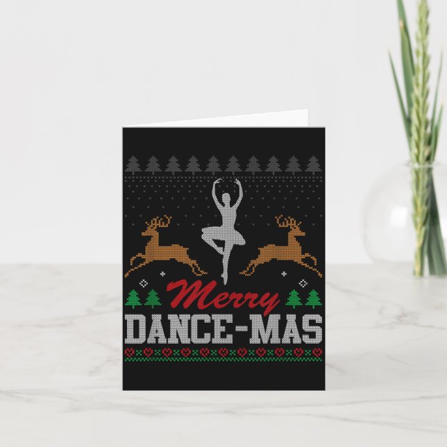 Tarjeta Merry Dance-mas Ballet Dancer Ugly Christmas Balle (Anverso)