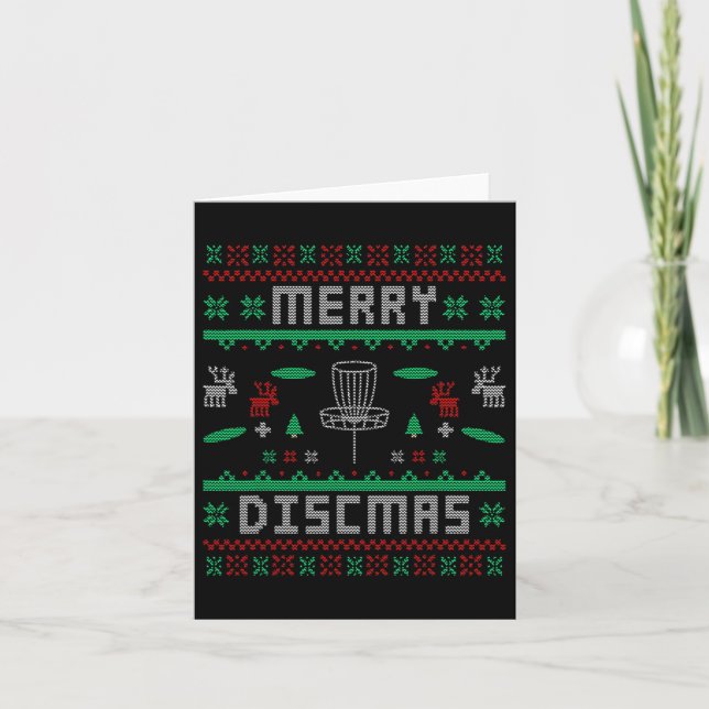 Tarjeta Merry Discmas Disk Golf Navidades feos Merry Chris (Anverso)