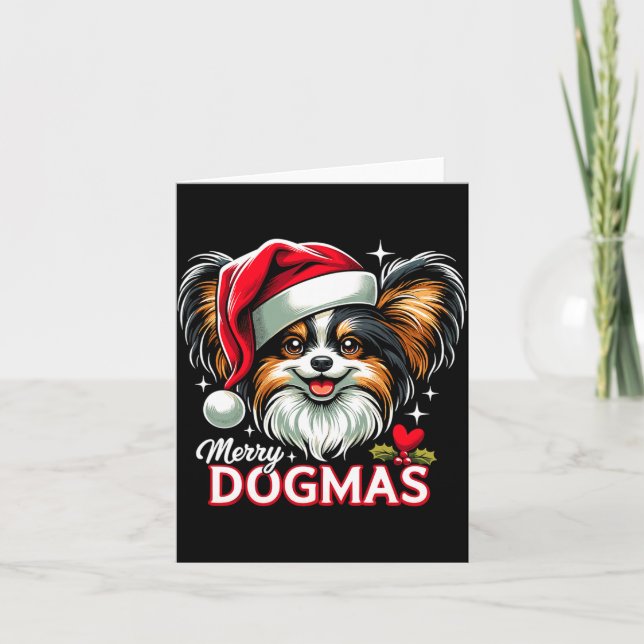 Tarjeta Merry Dogmas Christmas Pallon Dog Santa Hat Xmas C (Anverso)