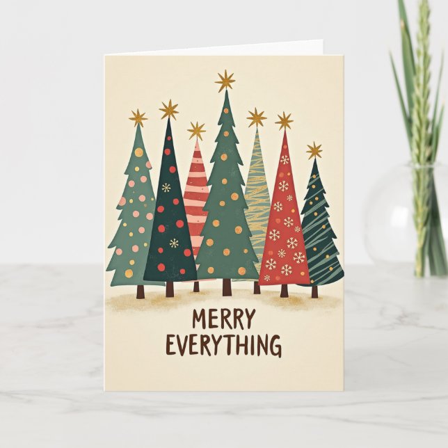 Tarjeta Merry Everything Christmas Trees Card (Anverso)