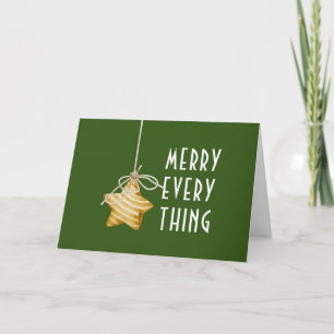 Tarjeta Merry Everything Star Ornament Green Navidades