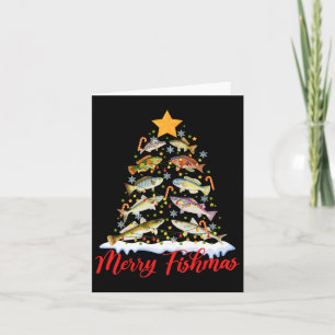 Tarjeta Merry Fishmas Divertido Árbol de Navidad Ilumina F