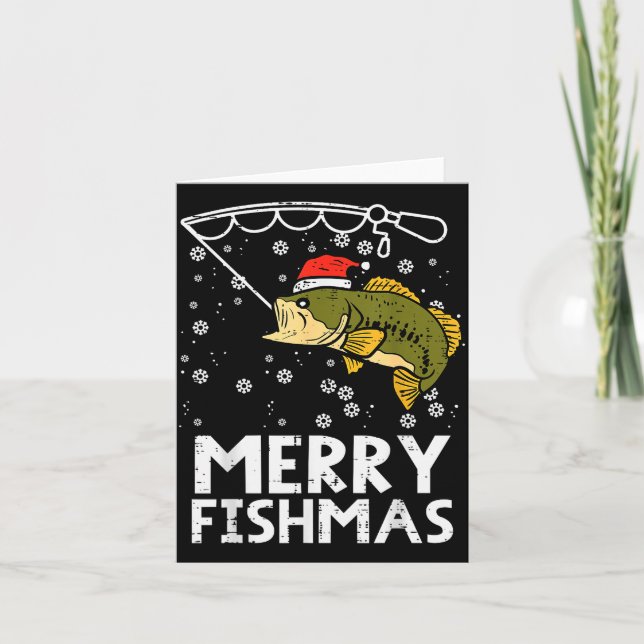 Tarjeta Merry Fishmas Fish Fishing Xmas Christmas Dad Men  (Anverso)