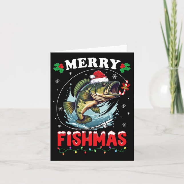 Tarjeta Merry Fishmas Fish Funny Pescadores Navidades Papá (Anverso)
