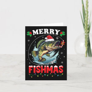 Tarjeta Merry Fishmas Fish Funny Pescadores Navidades Papá