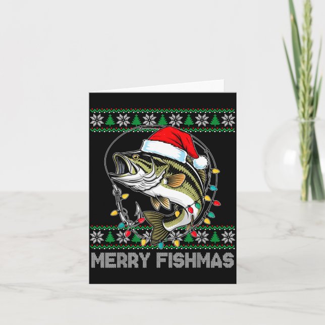 Tarjeta Merry Fishmas Funny B Fishing Christmas For Women  (Anverso)