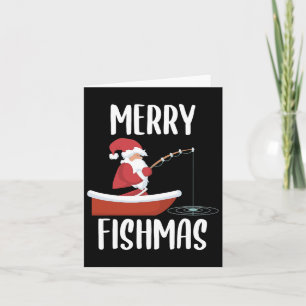 Tarjeta Merry Fishmas Gracioso pescador de Santa Fishing C