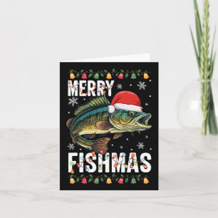 Tarjeta Merry Fishmas Navidades de pesca divertidos Pajama