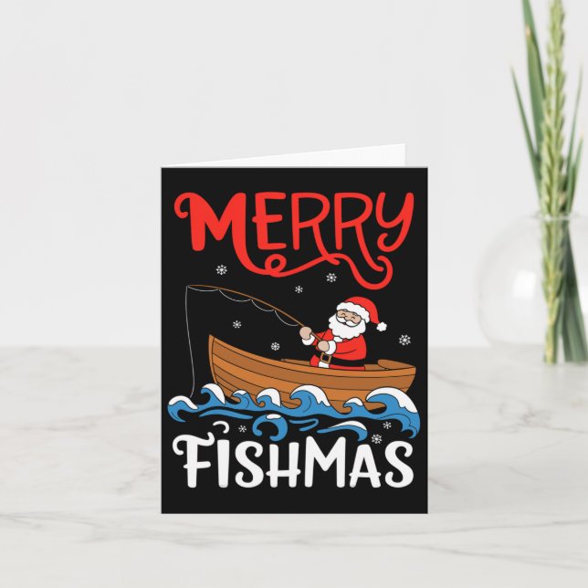 Tarjeta Merry Fishmas Navidades graciosos (Anverso)