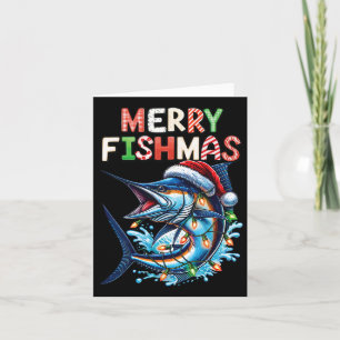 Tarjeta Merry Fishmas Santa Fishing Amantes Graciosos