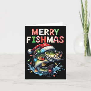 Tarjeta Merry Fishmas Santa Fishing Amantes Graciosos