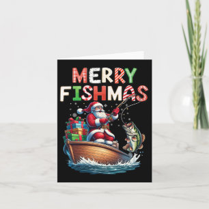 Tarjeta Merry Fishmas Santa Fishing Amantes Graciosos