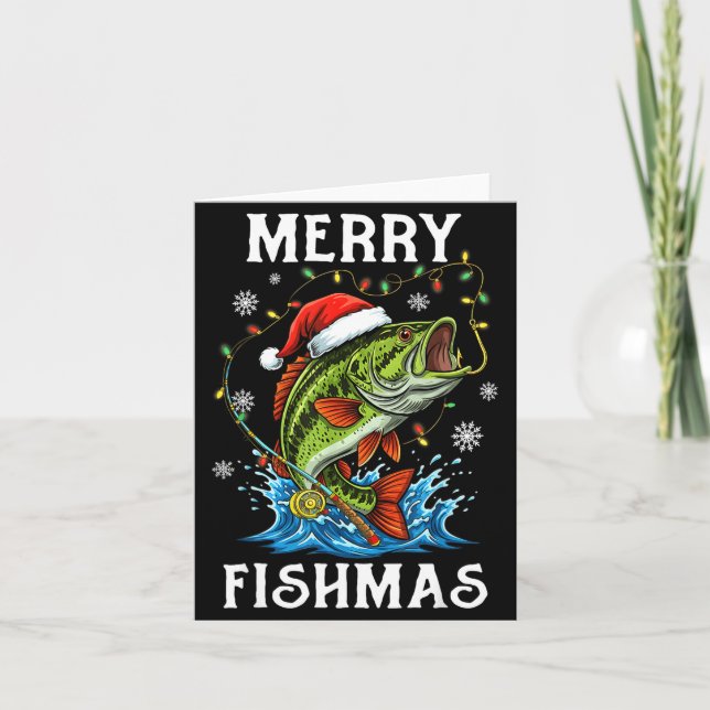 Tarjeta Merry Fishmas Santa Fishing Lovers Funny Fisherman (Anverso)