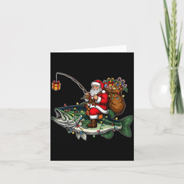 Tarjeta Merry Fishmas Santa Fishing Lovers Funny Fisherman (Anverso)