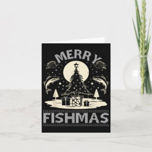 Tarjeta Merry Fishmas Ugly Xmas Sweater - Funny Navidades