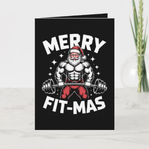 Tarjeta Merry Fit Mas Navidad Santa Levantamiento de Pesas