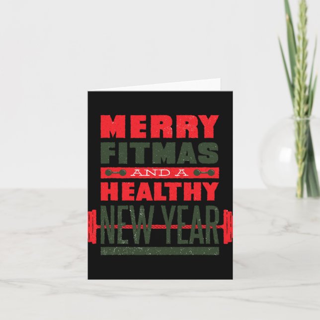 Tarjeta Merry Fitmas And Happy New Rear Fitness Funny Xmas (Anverso)