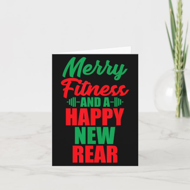 Tarjeta Merry Fitness And A Happy New Rear Funny Christmas (Anverso)
