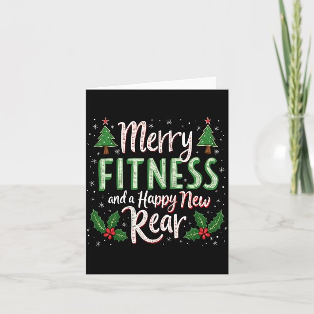 Tarjeta Merry Fitness And Happy New Rear Bodybuilding Xmas (Anverso)
