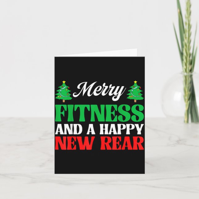 Tarjeta Merry Fitness Happy New Rear Workout Christmas  (Anverso)