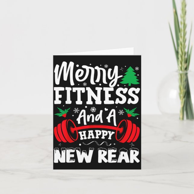 Tarjeta Merry Fitness Happy New Rear Workout Christmas  (Anverso)