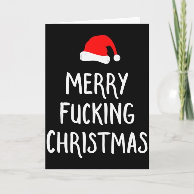 Tarjeta Merry Foring Christmas Inappropriate Santa Pajama  (Anverso)