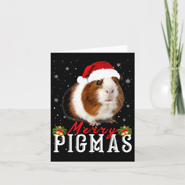 Tarjeta Merry Gmas Face Mask Funny Guinea G Christmas Sant (Anverso)