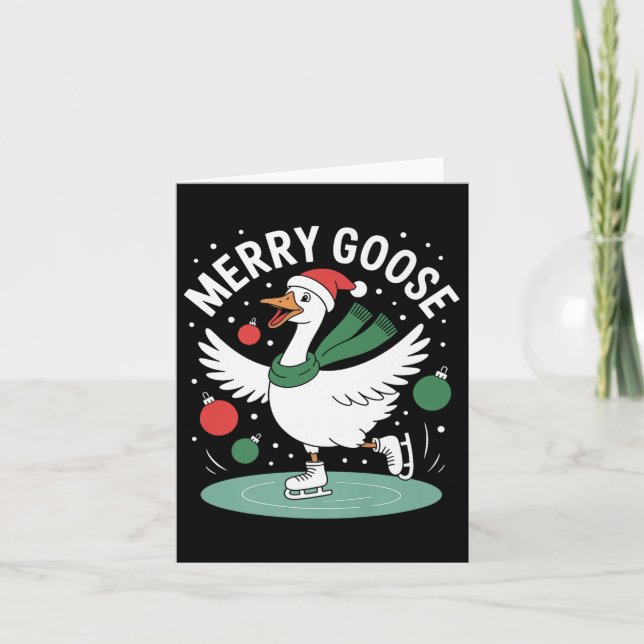 Tarjeta Merry Goose on the Loose Funny Navidades Silly Hum (Anverso)
