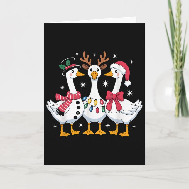 Tarjeta Merry Goosemas Christmas Silly Goose Xmas Lights M (Anverso)