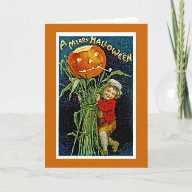 Tarjeta Merry Halloween Jack o' Lantern (Anverso)